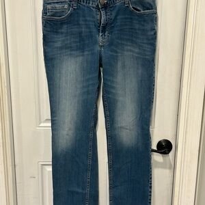 Calvin Klein Mens Denim Blue Jeans Straight Leg 36 x 32, Medium Wash